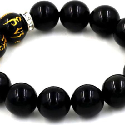 Vòng tay chuỗi hạt thạch anh đen 14 ly MSA122 (14cm)