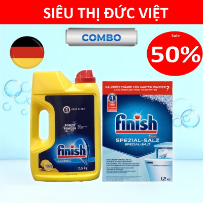 Combo Bột rửa bát Finish 2.5kg + Muối Finish 1.2kg
