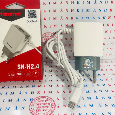 Sạc liền dây Ham Chính Hãng, dòng điện 2.4A, CÓ THÊM 1 CỔNG USB, Hàng Chính Hãng