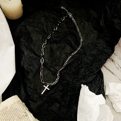 Vòng cổ nam nữ chữ thập mix 2 loại chain
