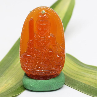 Mặt Dây Chuyền Văn Thù bồ Tát Đá Mã Não Đỏ Ngọc Quý Gemstones VTMND