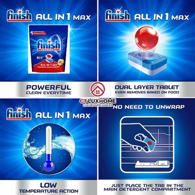 Viên rửa chén bát Finish All In One Max 48 viên 