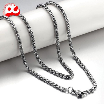 Dây chuyền cao cấp đẹp nam titan thép không gỉ bông dừa xoắn trangsucpt kích cỡ 3mm trắng PTDCNA16