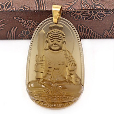 Mặt Dây Chuyền Phật Bất Động Minh Vương đá Obsidian( thạch anh khói )  size nhỏ 3.6cm MPOB1 - phật bản mệnh tuổi Dậu