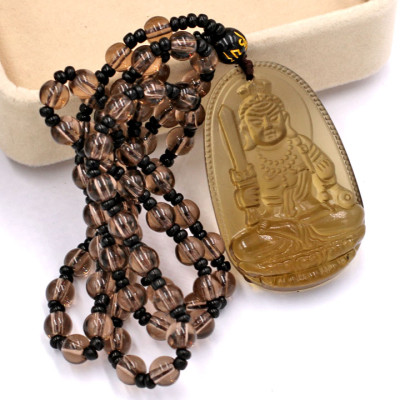 Vòng cổ Bất động minh vương đá thạch anh khói 5 cm