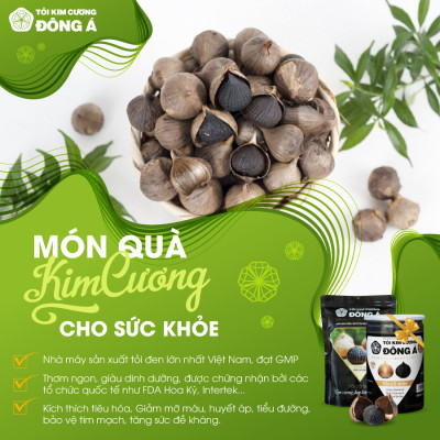 Tỏi Kim Cương Đông Á Hộp 100g - Tỏi đen cô đơn SX theo công nghệ chuyển giao từ Nhật Bản - Hỗ trợ ổn định huyết áp, tăng cường đề kháng