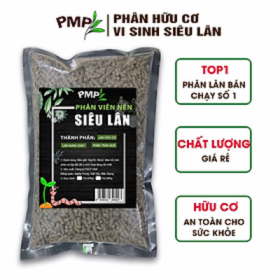 Phân tan chậm vi sinh siêu lân PMP bón cho hoa hồng, cây cảnh, rau sạch dạng viên nén 2kg