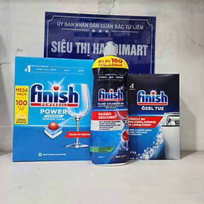 Combo Nước bóng Finish 800ml+Nước vệ sinh máy + Viên rửa bát Finish 77v