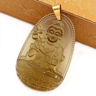 Mặt dây chuyền Đại Thế Chí Bồ Tát đá Obsidian 5cm - phật bản mệnh tuổi Ngọ - Mặt size lớn