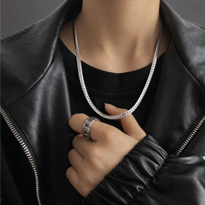 Vòng Cổ Dây chuyền nam titan thép không gỉ lặc khít inox chạm 2 bên trangsucpt 9mm PTDCNA57