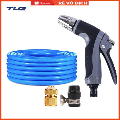 Bộ dây và vòi xịt tăng áp rửa xe tưới cây 7-10M(cút đồng nối nhựa đen) 206817