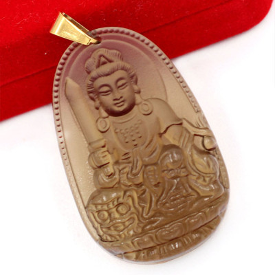 Mặt Phật Văn Thù Bồ Tát đá Obsidian size nhỏ 3cm MPOBK3 - phật bản mệnh tuổi Mão