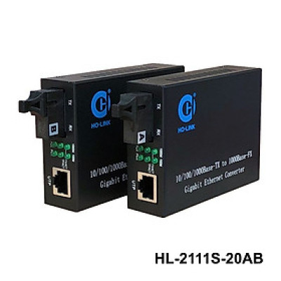 Bộ chuyển đổi quang điện Ho-Link HL-2111S-20AB | 1 sợi quang 10/100/1000MB - Hàng chính hãng