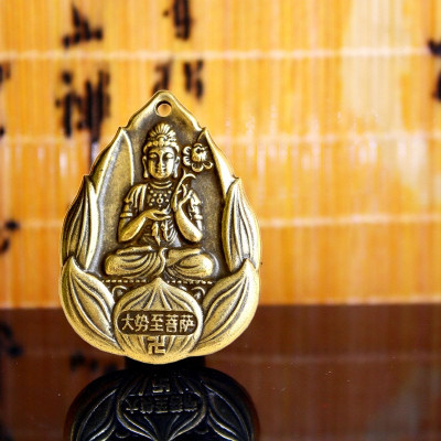 Dây chuyền mặt Phật Đại Thế Chí Bồ Tát hoa sen bằng đồng - MV02