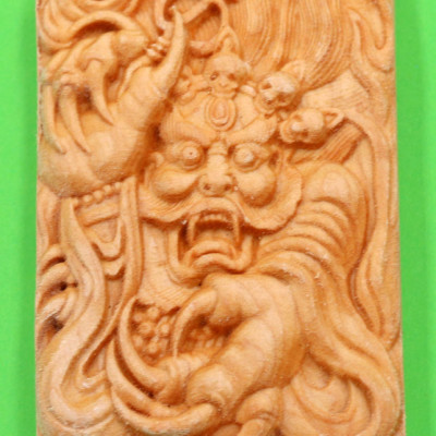 Mặt gỗ ngọc am khắc tượng Long Vương MG64