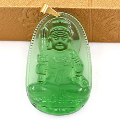 Mặt dây chuyền Phật Bất Động Minh Vương pha lê xanh lá size lớn 5cm MFNXL1 - phật bản mệnh tuổi Dậu