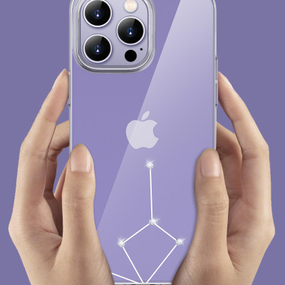 Ốp lưng cứng trong suốt đính đá dành cho iPhone 14 Pro hiệu Memumi - Hàng nhập khẩu