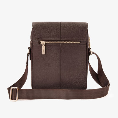 Túi Đeo Chéo Nam Hàng Hiệu GENCE TD09 Da Bò Mềm Cao Cấp Màu Nâu Đậm Dáng Dọc