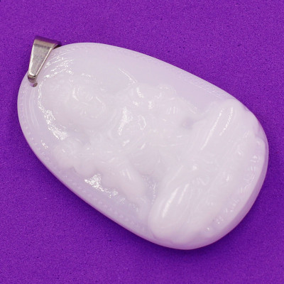 [Tuổi Ngọ] Mặt Dây Chuyền Phật Đại Thế Chí Bồ Tát Đá Thạch Anh Trắng Size Nhỏ 3.6cm & Size Lớn 5cm - Tặng Kèm Móc Inox - Phong Thủy 868 - May Mắn - Bình An