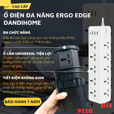 Ổ cắm điện đa năng Ergo Edge DandiHome an toàn chống cháy chống giật, bảo hành 12 tháng