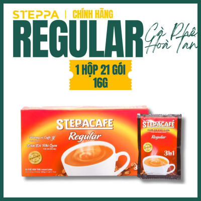 STEPPACAFE-Cà phê hoà tan sữa Regular 3in1 (Hộp 21 gói x 16g)