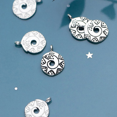 Combo 3 cái charm bạc hình xoắn ốc hoa văn treo - Ngọc Quý Gemstones