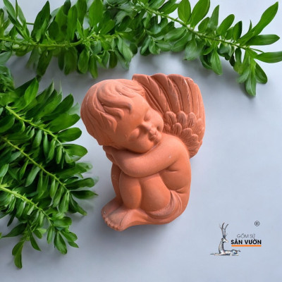 Chậu Gốm Đất Nung Hình Thần Nhỏ Angel 15x8x17cm