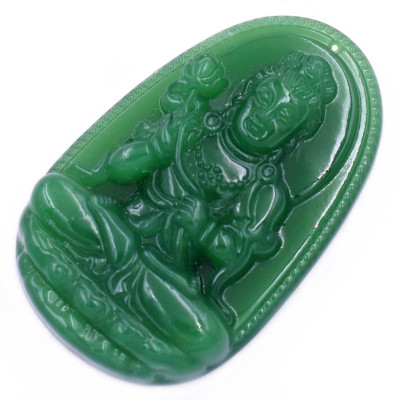 Mặt dây chuyền Phật Đại thế chí đá xanh 2.2 x 3.6cm ( size trung ) kèm vòng cổ dây chuyền inox + móc inox, Phật bản mệnh