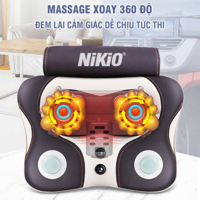 Máy (Gối) Massage Đấm Bóp Cổ Vai Gáy Nikio NK-136AC/DC - Con Lăn 3D Xoa Bóp Chuyên Sâu Kết Hợp Hồng Ngoại Trị Liệu Đau Mỏi Cổ, Hỗ Trợ Mát Xa Lưng