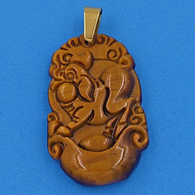 Mặt dây chuyền tuổi Hợi đá mắt hổ 3.6cm - Mặt size nhỏ - Linh Vật Tuổi Hợi