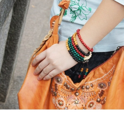 Vòng tay ngũ sắc, phong cách phật giáo, 108 hạt, gỗ tự nhiên 100%, Kèm túi đựng Cung hỷ