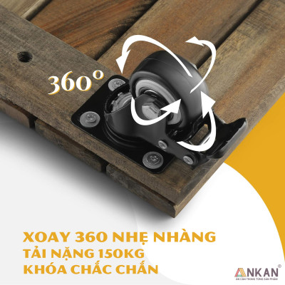 Đế Lót Chậu Cây Có Bánh Xe Cao Cấp ANKAN Hình Vuông Màu Đen 35x35Cm, Tải trọng 150 Kg, Di Chuyển Chậu Cây Nặng Dễ Dàng, Êm Ái