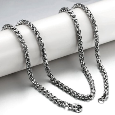 Dây chuyền cao cấp đẹp nam titan thép không gỉ bông dừa xoắn trangsucpt kích cỡ 3mm trắng PTDCNA16