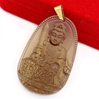 Mặt Phật Văn Thù Bồ Tát đá Obsidian size nhỏ 3cm MPOBK3 - phật bản mệnh tuổi Mão