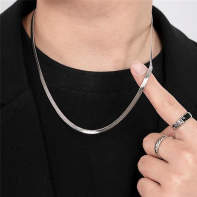 Dây Chuyền Xương Rắn Thép Titan, Thời Trang Và Tối Giản, Dành Cho Nam Giới, Phụ Kiện Hip-Hop