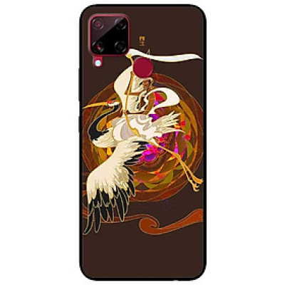 Ốp lưng dành cho Realme C15 mẫu Hạc Trắng Đen