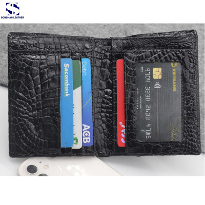 Ví Nam Da Cá Sấu 2 Mặt, Ví  Dáng Đứng Da Cá Sấu Thật Songhan Leather WM01 Làm Từ Da Bụng, Bảo Hành 12 Tháng