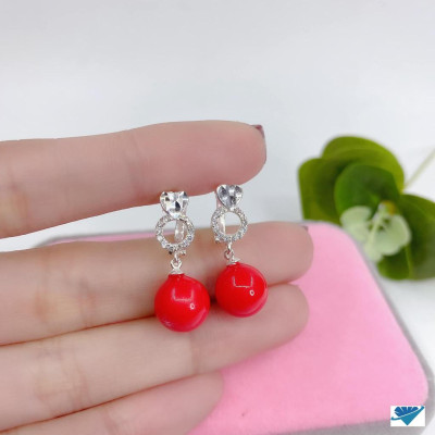 Bông tai bạc nụ đá chốt ren chất liệu bằng bạc s925 MS0705