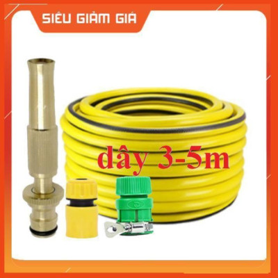 Bộ dây vòi xịt nước rửa xe, tưới cây . tăng áp 3 lần, loại 3m, 5m 206587N cút sập, nối đen, d.vàng