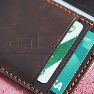 Ví Đứng Da Sáp Đựng Giấy Tờ Cũ Handmade Lealux The Stand Wallet