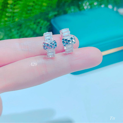 Bông tai bạc đá gate hình nơ chất liệu bạc s925 MS0850