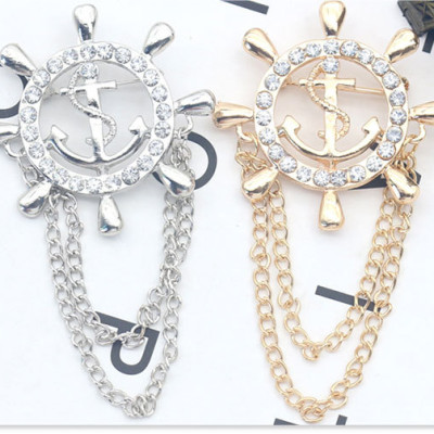 Cài áo nam - ghim cài áo nam mỏ neo bánh lái - cài áo phong thủy tài lộc cho nam