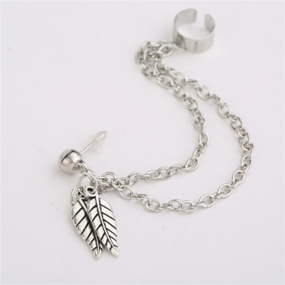 Bông tai unisex phong cách đường phố họa tiết leaf bắt mắt