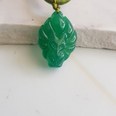 Mặt dây chuyền Hồ ly 9 đuôi hay chín đuôi đá mã não Xanh ngọc tự nhiên tặng kèm dây đeo hợp mệnh Mộc Hỏa Thủy Cao 30mm x ngang20mm x dầy 8mm Công dụng may mắn về mặt tình duyên, quyền lực, giúp nữ chủ nhân luôn xinh đẹp tài trí mang nhiều tài lộc quyến rũ