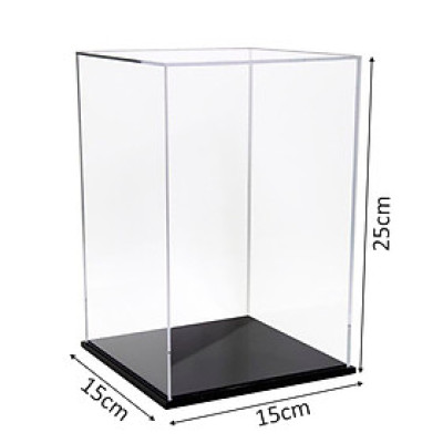 Hộp mica Enter BOX108 15x15x25cm mica dày 2mm, đế đen 5mmx2 chữ nhật đứng, Hộp trưng bày mô hình, Hộp mica trong chống bụi