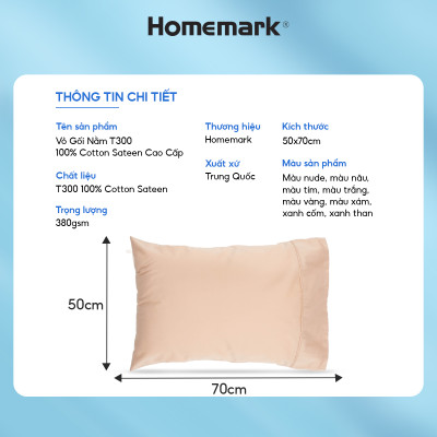 Vỏ Gối Cotton Sateen 100% Cao Cấp 50x70cm – Mềm Mại, Thoáng Khí, Chống Nhăn