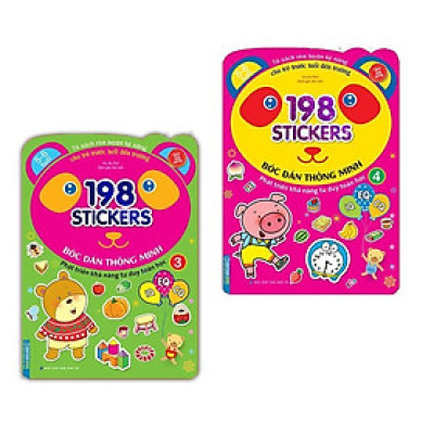 Sách - Bóc Dán Hình Thông Minh IQ EQ CQ Cho Bé 5 - 6 Tuổi - 198 Sticker - Quyển 3 + 4 - Combo 2 Cuốn - Minh Thắng
