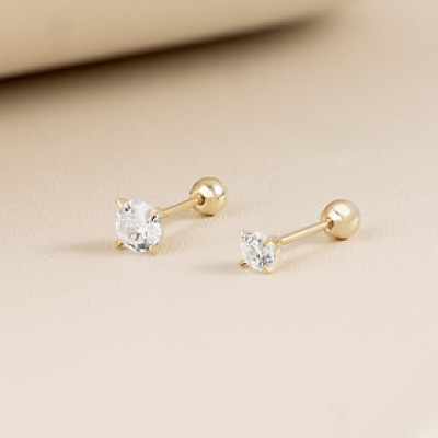 Khuyên Tai Vàng 14KY - Round Cubic Piercing Korean Style - MOON Jewelry