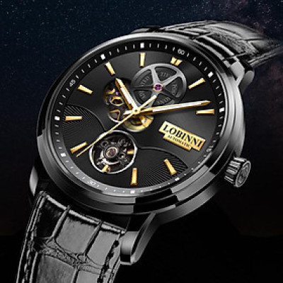 Đồng Hồ Nam LOBINNI No.5018-1 Chính Hãng Fullbox BH 24T Chịu Nước 50m Kính Chống Xước Dây Da Cao Cấp (Máy Cơ Tự Động)