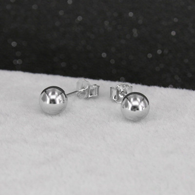 Bông tai bạc - Hoa tai BẠC HIỂU MINH HT340 bi cầu tròn nữ tính đơn giản 